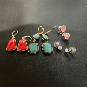 Elegant Gold and Red Dangle Earrings